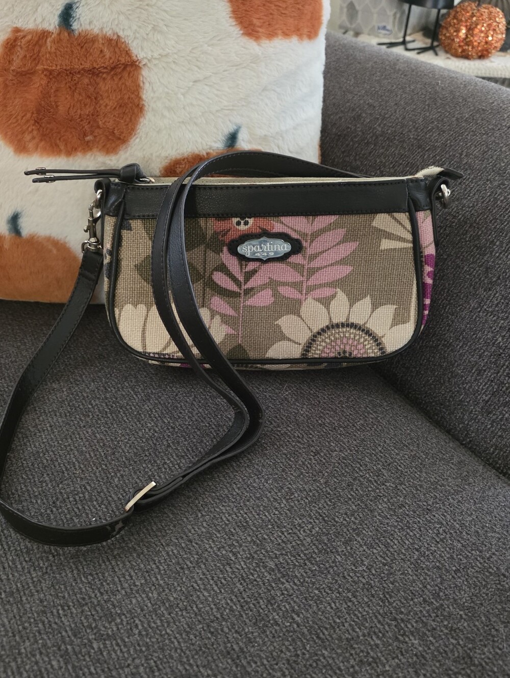 Spartina 449 Linen & Leather Crossbody Bag, Floral Print